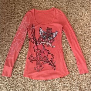 Women's Coral Graphic Long Sleeve Top